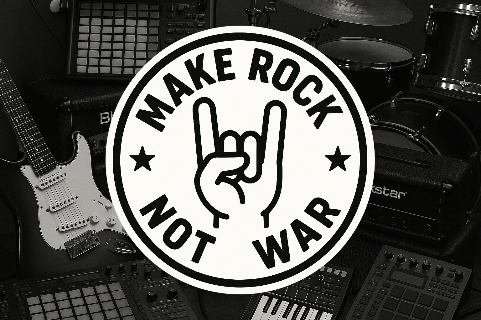 Designkeuzes en opdracht voor branding en website van Muziekmerk Make Rock Not War