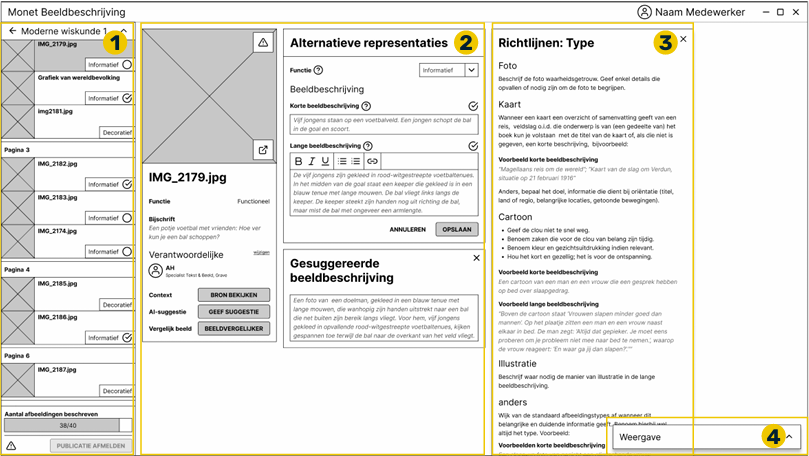 Afbeeldingenoverzicht - versimpeling van de interface met de verschillende niveaus van informatie